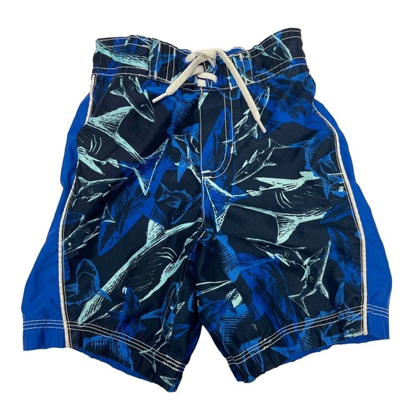 Old Navy Swim Suit Trunks Black & Blue Sharks Toddler Boy’s 3T - Picture 1 of 5